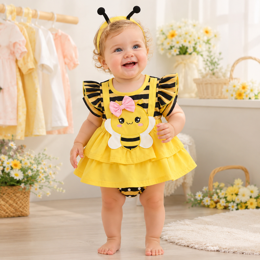 Bee Baby Romper with Headband