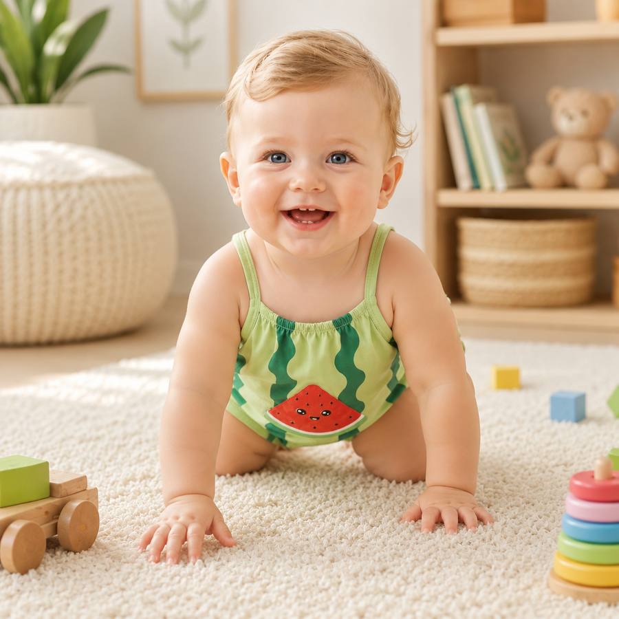 BabyJoy™ Watermelon Baby Romper — Soft Summer Comfort
