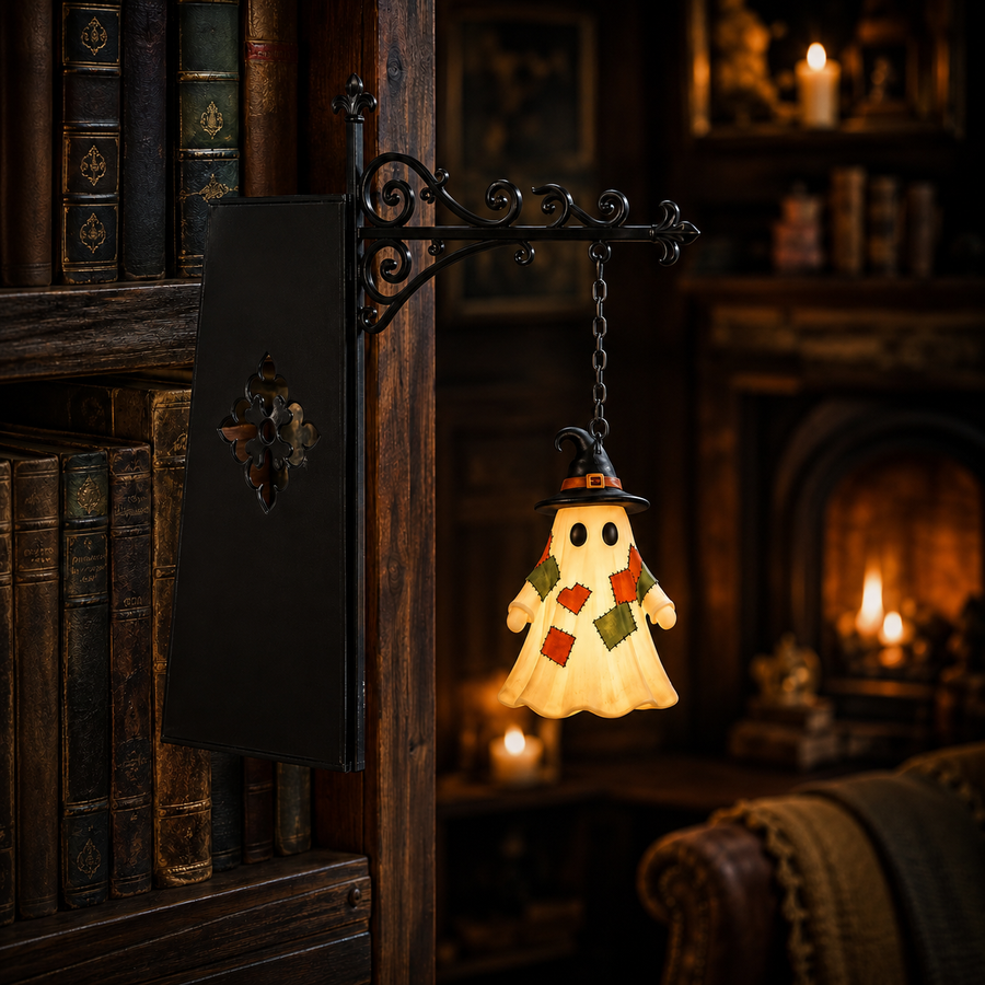 Haunted Library Lantern — Glowing Halloween Bookshelf Décor
