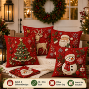 CozyNest™ Classic Christmas Pillow Covers — Set of 4