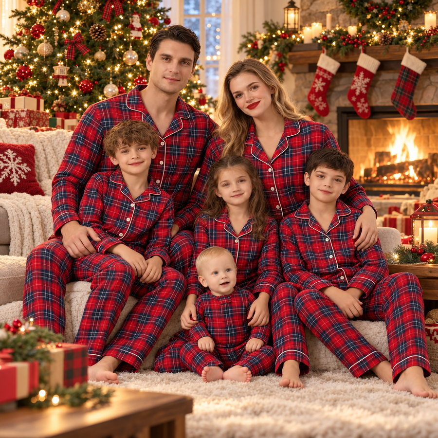 Christmas Family Matching Pajamas — Classic Holiday Plaid