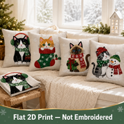 Orange tabby Siamese tuxedo and gray tabby Christmas pillow covers