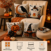 Raven and crescent moon Halloween pillow cover design