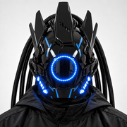 Light-Up Cyberpunk Mask with Braids — Adjustable Fit