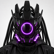 Light-Up Cyberpunk Mask with Braids — Adjustable Fit