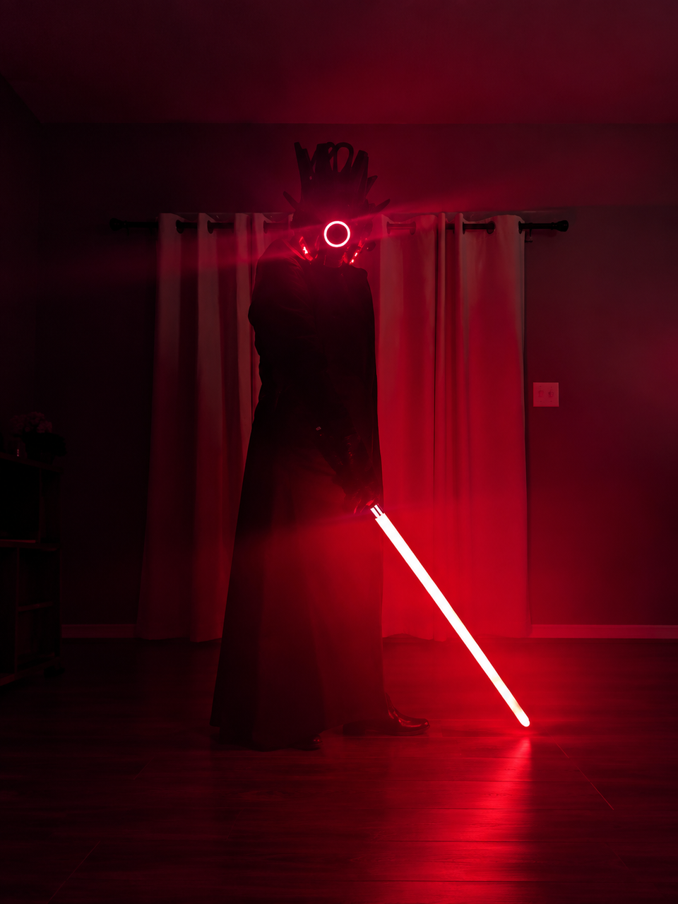 Light-Up Cyberpunk Mask with Braids — Adjustable Fit