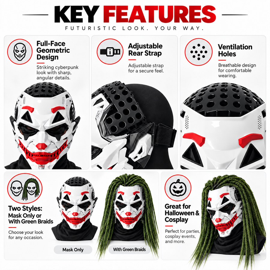 Cyberpunk Full-Face Mask — Futuristic Cosplay Look