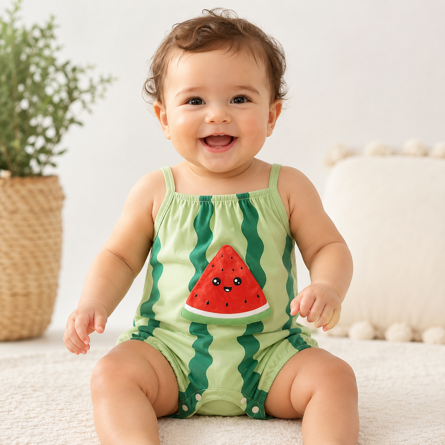 BabyJoy™ Watermelon Baby Romper — Soft Summer Comfort