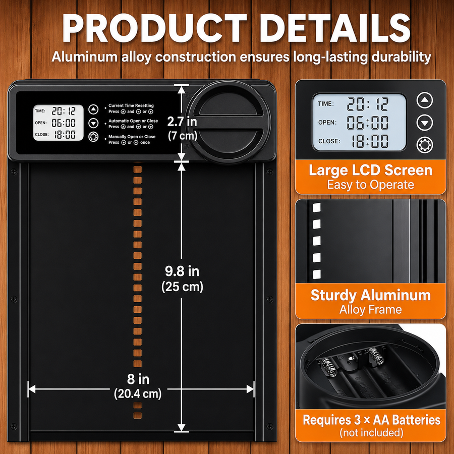 Automatic Chicken Coop Door — Timer & Anti-Pinch Sensor