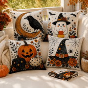 Jack o lantern pumpkin Halloween pillow cover design