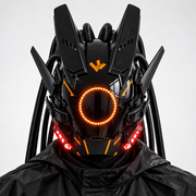 Light-Up Cyberpunk Mask with Braids — Adjustable Fit
