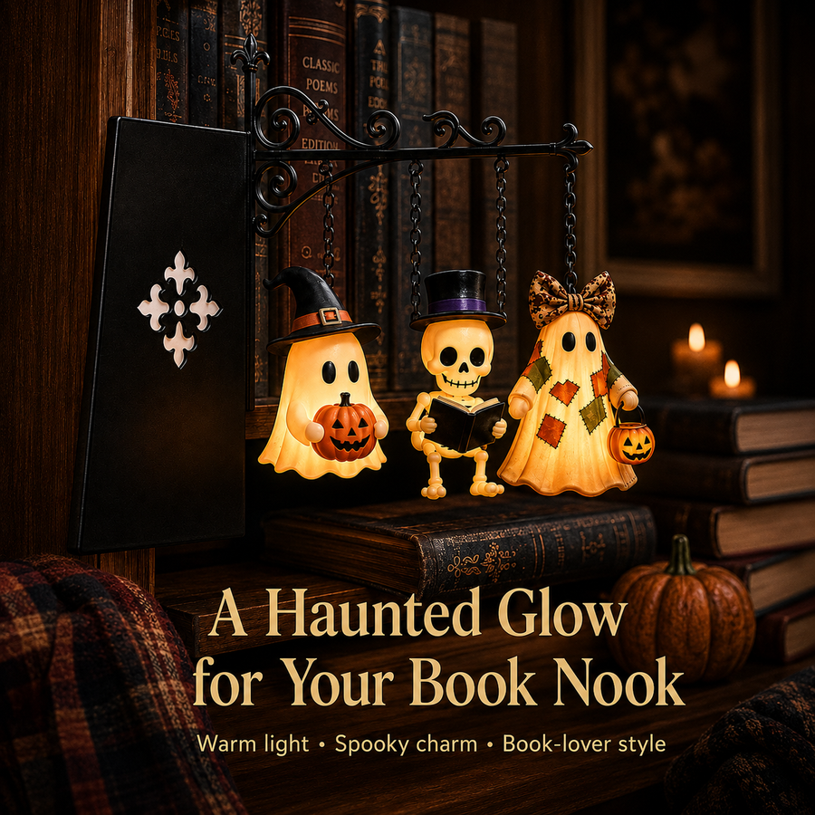 Haunted Library Lantern — Glowing Halloween Bookshelf Décor
