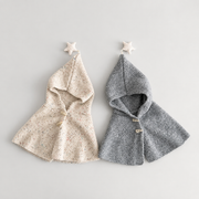 Star-Detail Hooded Toddler Poncho — Cozy Knit Layer
