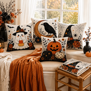 Set of four 18 by 18 inch Halloween pillow covers
