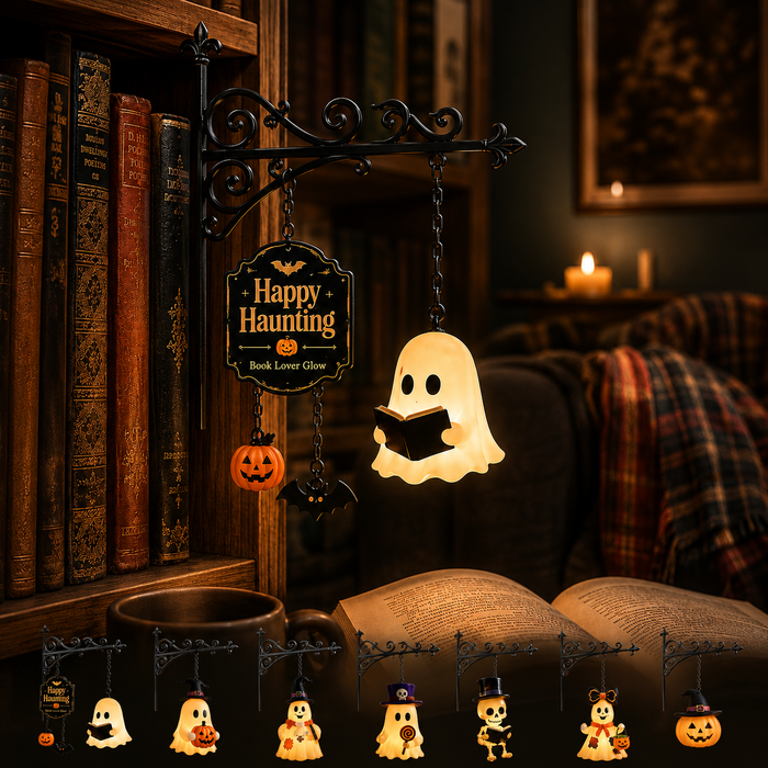 Haunted Library Lantern — Glowing Halloween Bookshelf Décor