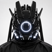 Light-Up Cyberpunk Mask with Braids — Adjustable Fit