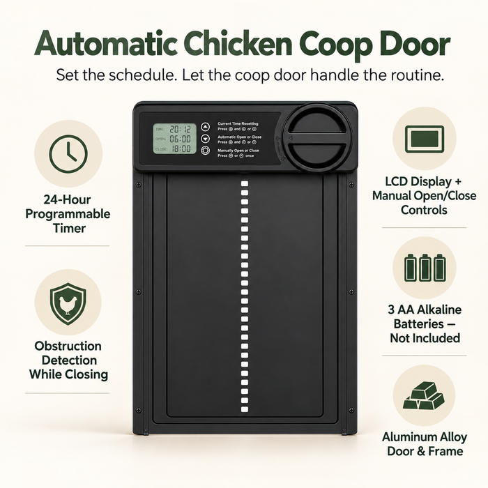 Automatic Chicken Coop Door — Timer & Obstruction Detection