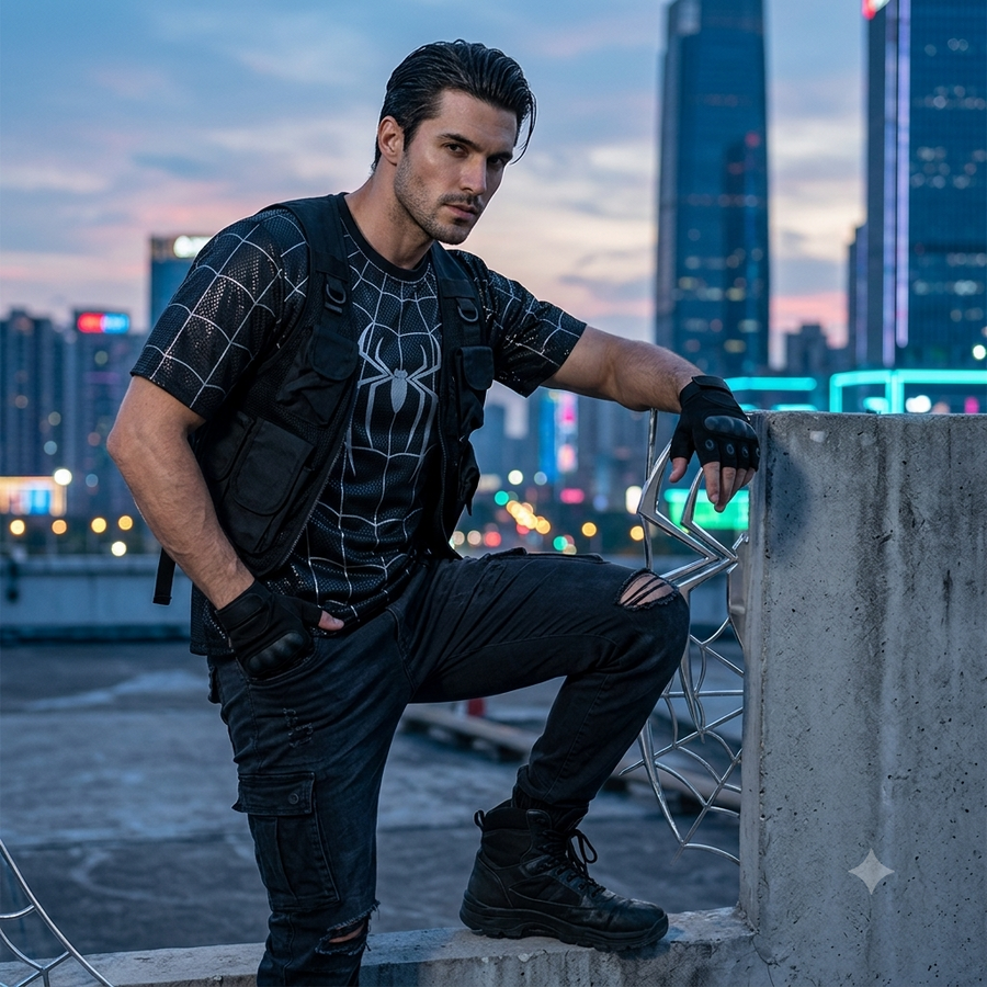 3D Webbed Hero T-Shirt — Raised Webbing Cosplay Tee