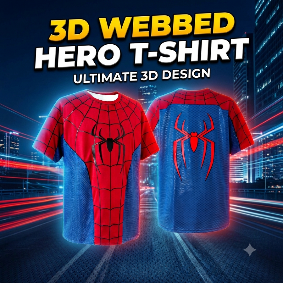 3D Webbed Hero T-Shirt — Raised Webbing Cosplay Tee