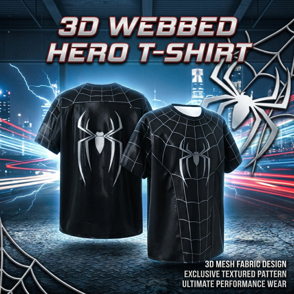 3D Webbed Hero T-Shirt — Raised Webbing Cosplay Tee