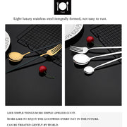 ChefPro™ 30-Piece Stainless Steel Cutlery Set — Black & Gold Modern Flatware for 6