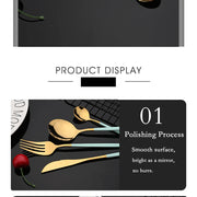 ChefPro™ 30-Piece Stainless Steel Cutlery Set — Black & Gold Modern Flatware for 6
