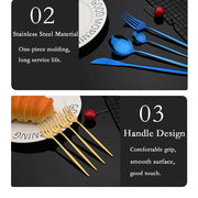 ChefPro™ 30-Piece Stainless Steel Cutlery Set — Black & Gold Modern Flatware for 6