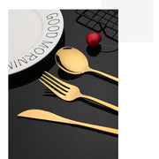 ChefPro™ 30-Piece Stainless Steel Cutlery Set — Black & Gold Modern Flatware for 6