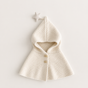 Ivory Star-Detail Hooded Toddler Poncho