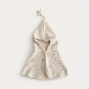 Oatmeal Beige Speckled Star-Detail Hooded Toddler Poncho