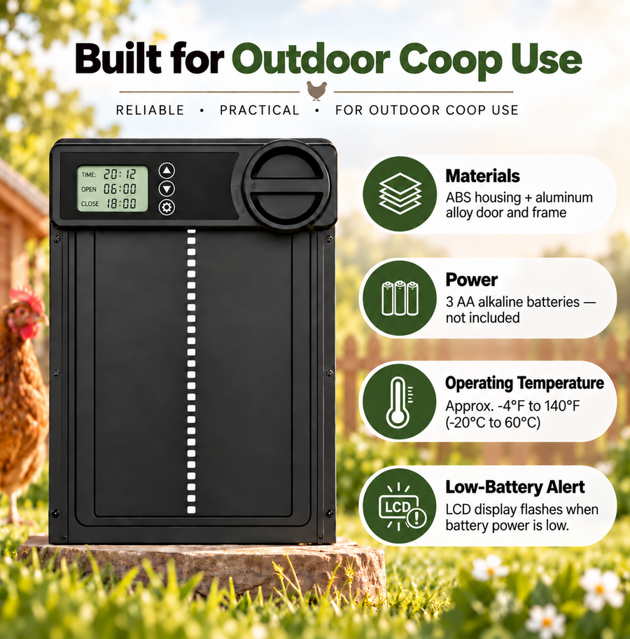 Automatic Chicken Coop Door — Timer & Obstruction Detection