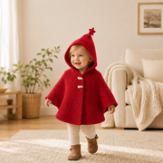 Star-Detail Hooded Toddler Poncho — Cozy Knit Layer