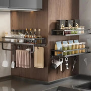 HomeSmart™ Wall-Mounted Spice Rack — No-Drill Aluminum Kitchen Shelf
