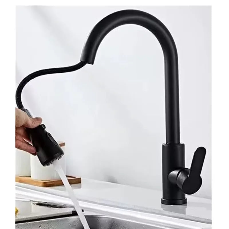 HomeSmart™ Pull-Out Kitchen Faucet — Matte Black Stainless Steel Mixer Tap
