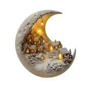 Christmas Village Crescent Moon Decor — Acrylic Tabletop Accent