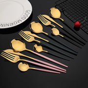 ChefPro™ 30-Piece Stainless Steel Cutlery Set — Black & Gold Modern Flatware for 6