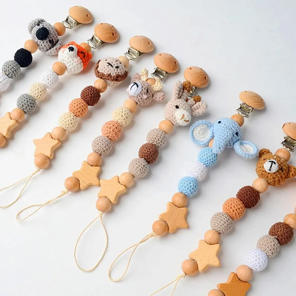 TinyBuddy™ Animal Pacifier Clip – Wooden Baby Soother Holder & Teether Chain Main image