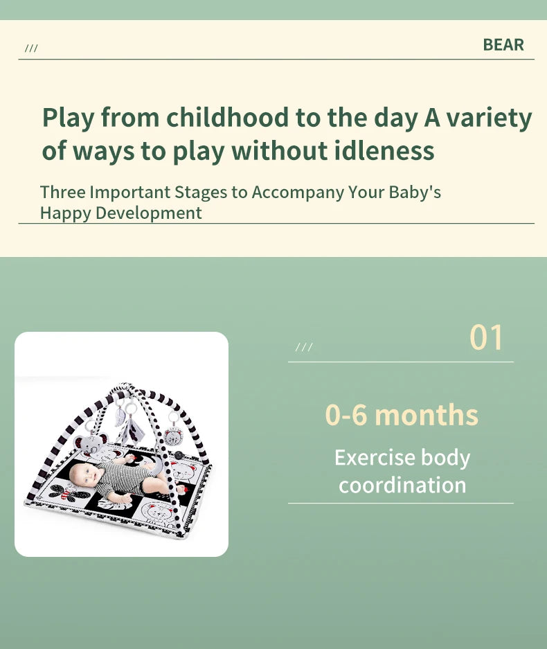 BabyJoy™ Activity Play Mat with Fitness Frame — Sensory Gym for Newborns 0-18 Months