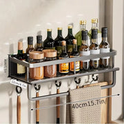 HomeSmart™ Wall-Mounted Spice Rack — No-Drill Aluminum Kitchen Shelf