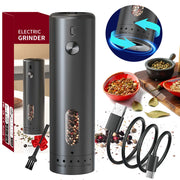 ChefPro rechargeable spice grinder with USB cable, cleaning brush and gift box