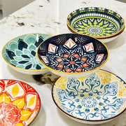 ChefPro™ Bohemian Ceramic Plate Set — 6-Piece Artisan Salad & Dessert Collection