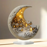 Christmas Village Crescent Moon Decor — Acrylic Tabletop Accent