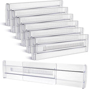 HomeSmart™ Adjustable Drawer Dividers — 6-Pack Clear Expandable Organizer
