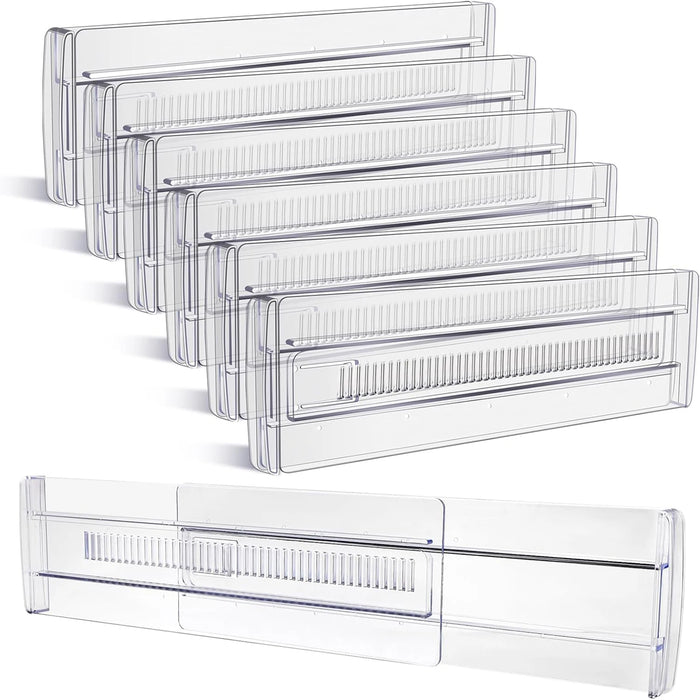 HomeSmart™ Adjustable Drawer Dividers — 6-Pack Clear Expandable Organizer