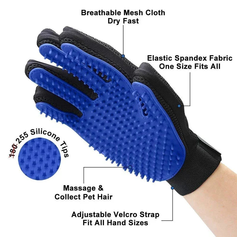 Pet Grooming Glove for Cats & Dogs – Silicone Deshedding Hair Remover Brush