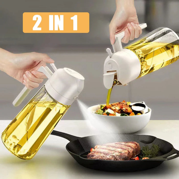 ChefPro™ 2-in-1 Oil Sprayer Bottle — Glass Mist Dispenser for Healthy Cooking