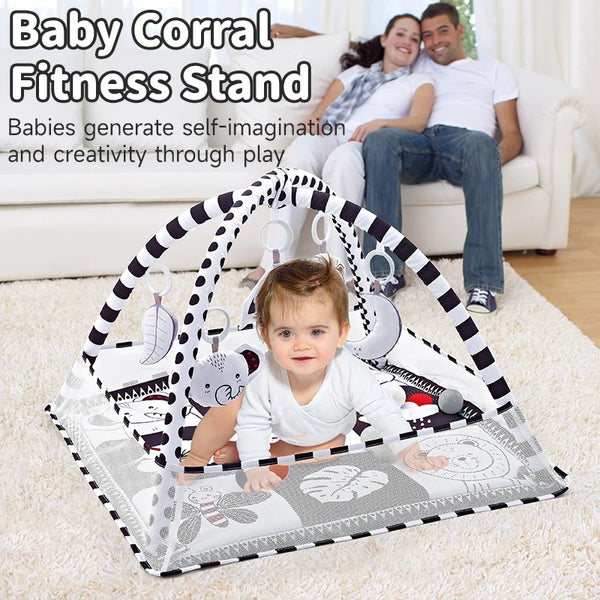 BabyJoy™ Activity Play Mat with Fitness Frame — Sensory Gym for Newborns 0-18 Months