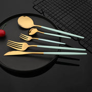 ChefPro™ 30-Piece Stainless Steel Cutlery Set — Black & Gold Modern Flatware for 6