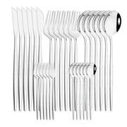 ChefPro™ 30-Piece Stainless Steel Cutlery Set — Black & Gold Modern Flatware for 6