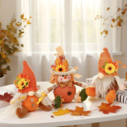 Rustic Harvest Gnome & Scarecrow Decor — Plaid & Sunflower Accents